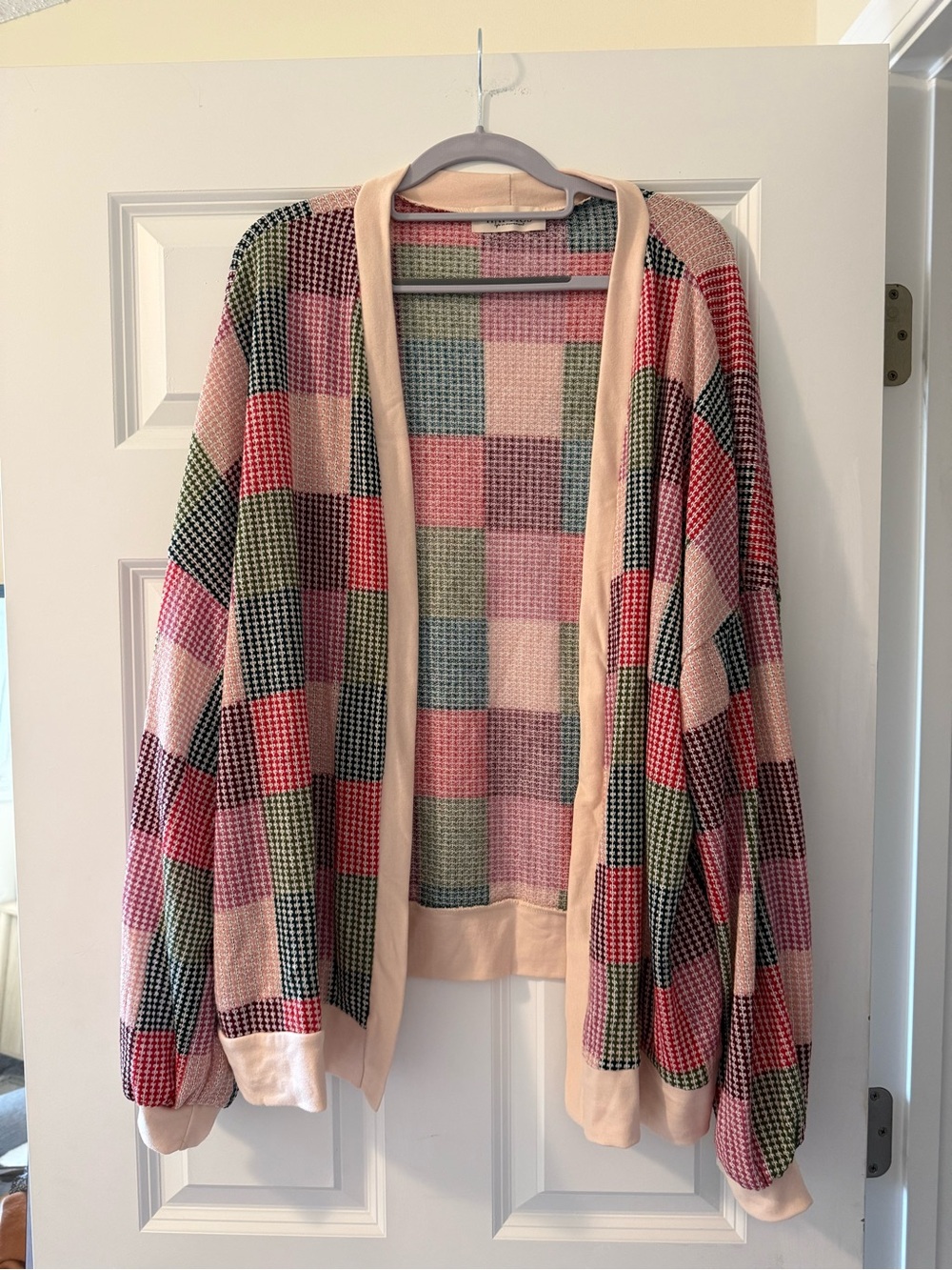 Haptics Women’s Checkered Open Cardigan Sweater